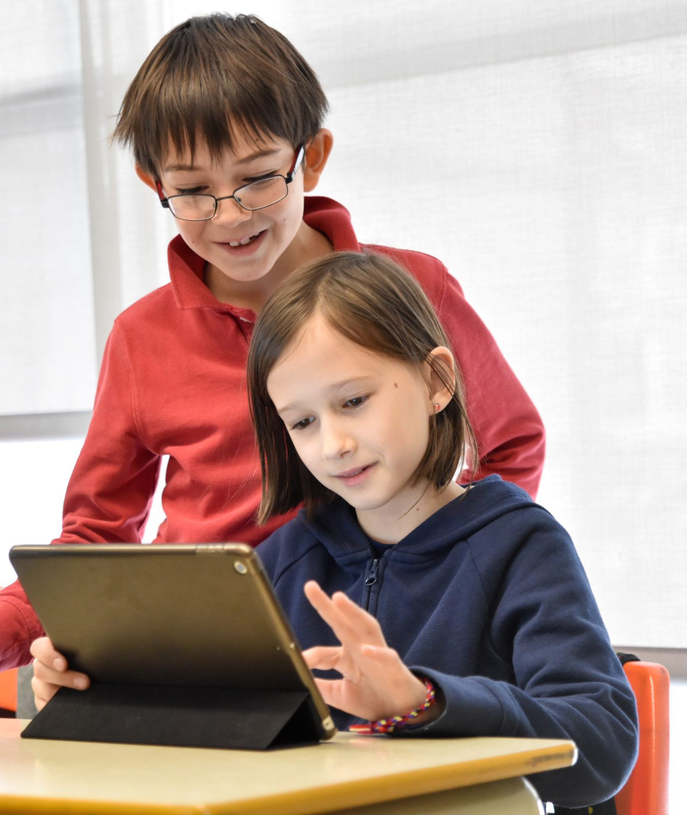 students working with technology