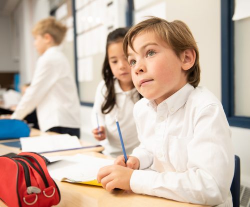 Students working in class