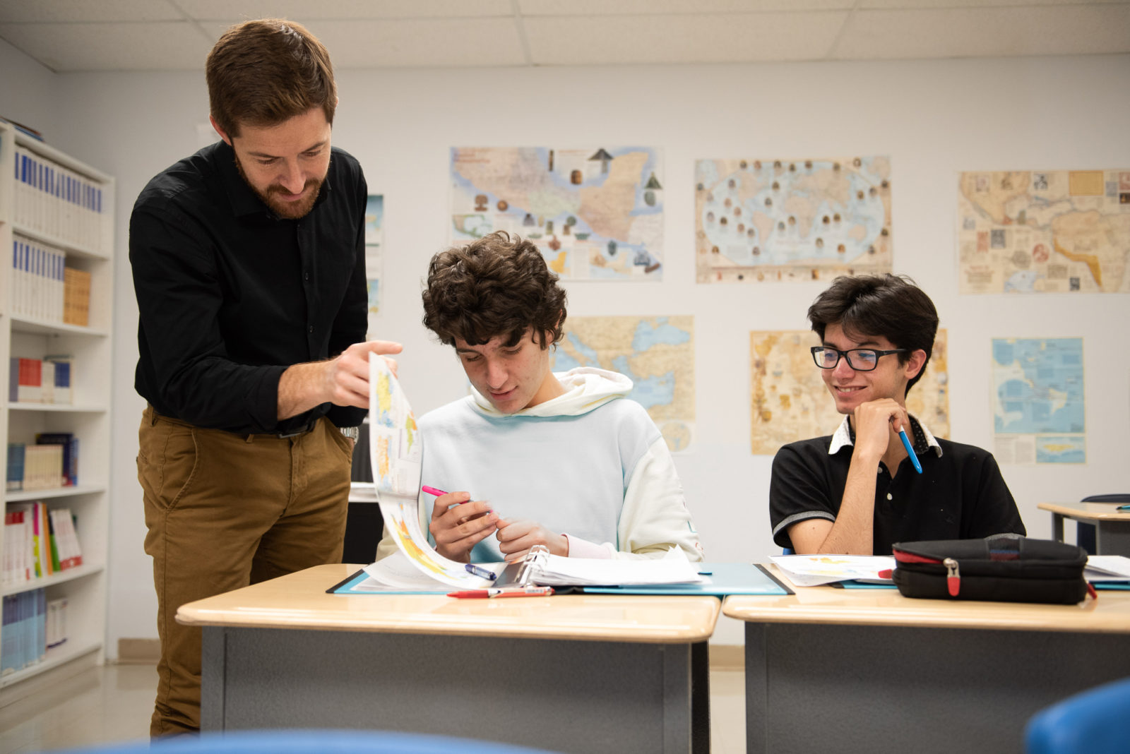 High school boys with teacher