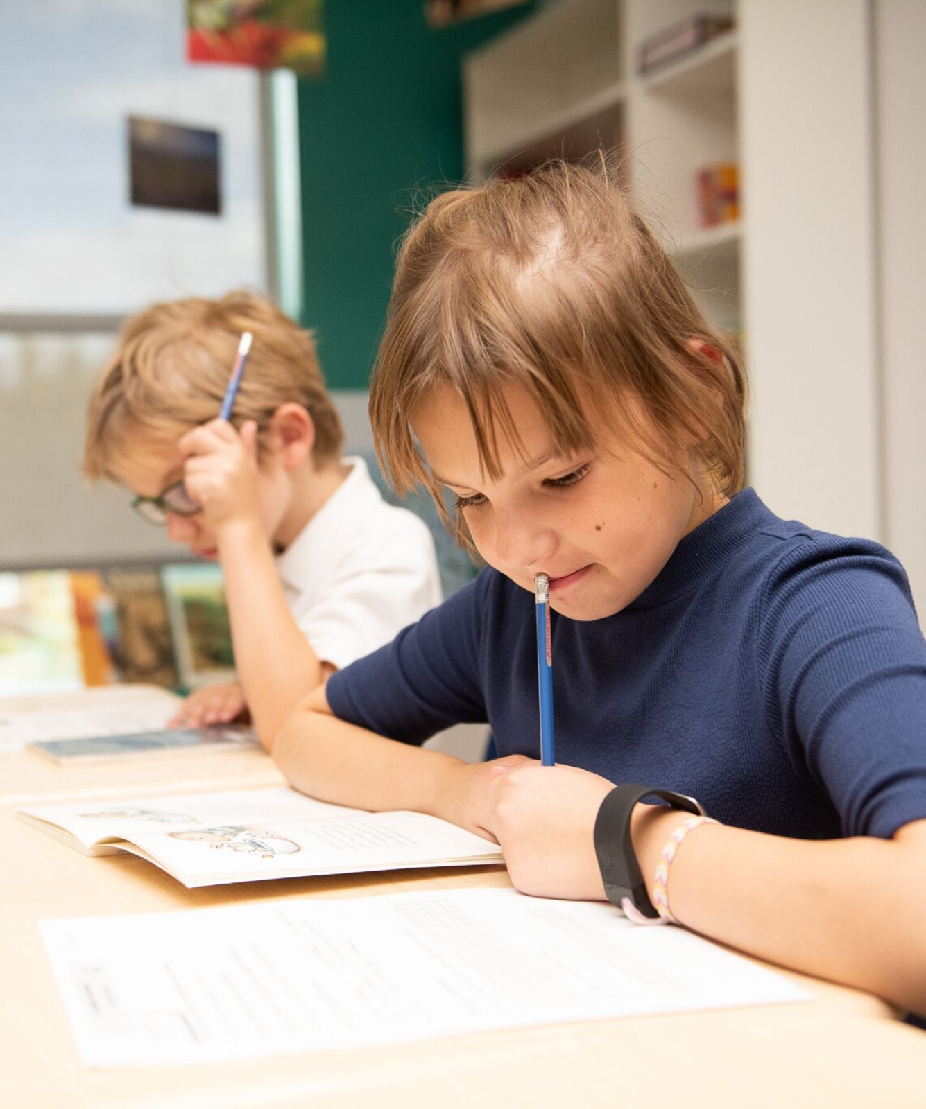 Private School Student Working in Class