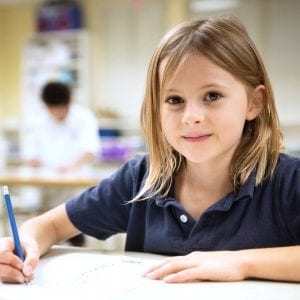 private school elementary girl in art class